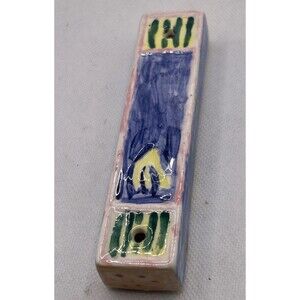 Ceramic Mezuzah Case Hand painted & Signed Size: 4.5”x 1”